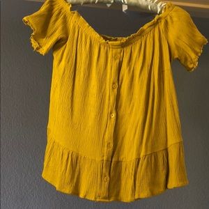 Beautiful off the shoulder lime green blouse